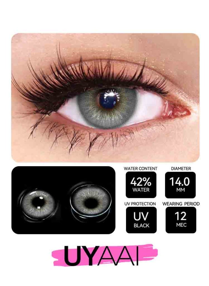 UYAAI Grey Lenses Yearly Colored Contact Lenses, Unisex Cosmetic Contact Lenses, Hot Sale Fashion Lenses,  With Case - Image 2